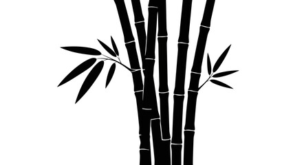Black bamboo plants silhouette against a white background for design and decor © Mufarokah