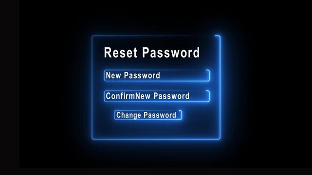 Reset Password typing on with virtual password reset interface. Concept of changing new password, account recovery, security update, and digital identity protection.