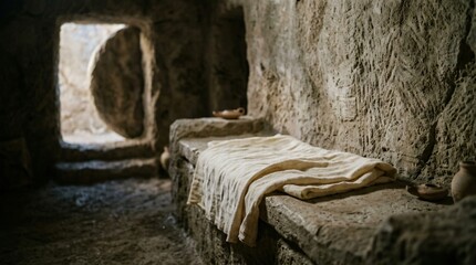 Obraz premium The Empty Tomb of Jesus Christ Easter Resurrection Scene Biblical Holy Land Photography