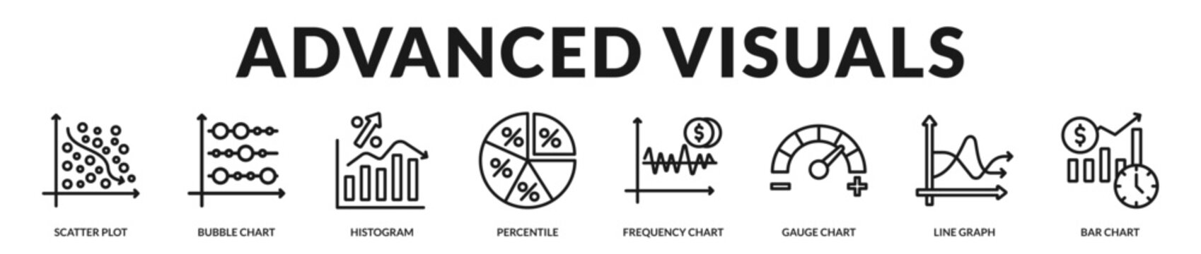 Advanced visuals banner delivering refined comparative analytics and multidimensional statistical representation tools in Lineal Icon Style