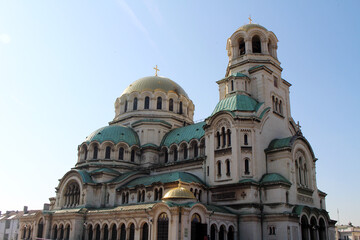 Fototapeta premium Saint Alexander Nevsky Cathedral August 2024 Bulgarian orthodox landmark under clear sky