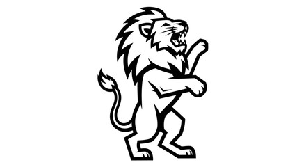 Fototapeta premium Roaring lion illustration black and white vector graphic for design