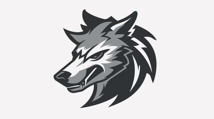 Obraz premium Stylized grayscale wolf head illustration with sharp details and focused expression