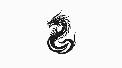 Naklejka premium Black dragon silhouette on white background vector illustration