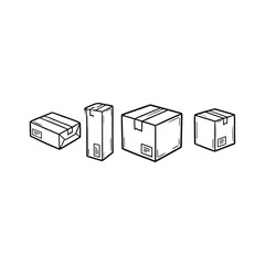 Obraz premium Hand drawn doodle - Delivery box logo icon flat vector design