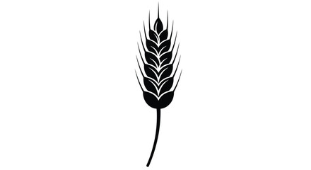 A stylized black silhouette of a single wheat stalk against white © Siam Studio
