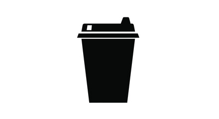 Simple black silhouette of a disposable coffee cup with a lid