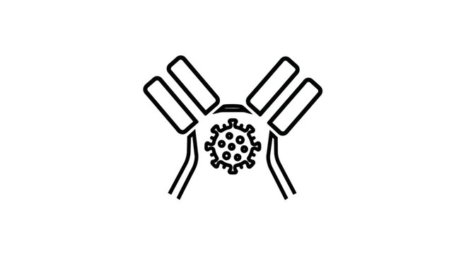Antibody Binding to Virus Particle Icon - Medical Research and Immunity Concept