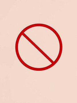 No entry allowed, a stark red circle with a diagonal line over an abstract shape on a muted background,  subtle lighting,  eye level