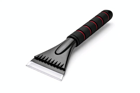 Plastic Ice Scraper with Foam Grip Isolated on White Background