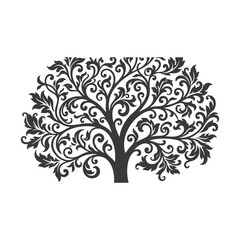 Obraz premium Ornamental leafy tree silhouette intricate