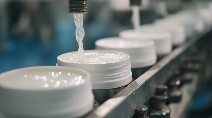 Cosmetic Manufacturing Process with Filling Machine.