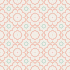 Fototapeta premium Seamless pastel floral pattern with geometric shapes