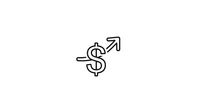 Dollar Sign with Upward Arrow Icon: Financial Growth, Investment, and Economic Success Concept