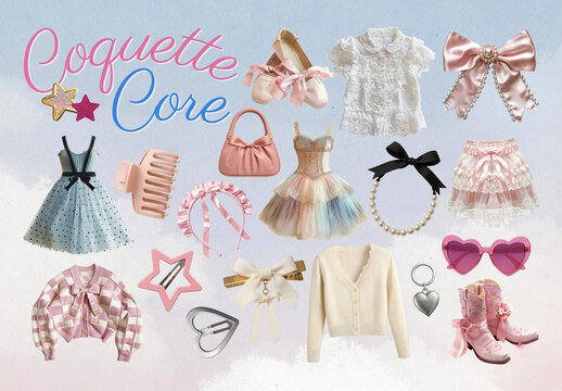 Chic Pastel Fashion Element Design Set