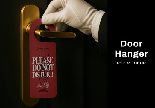 Elegant Hotel Door Hanger Mockup PSD