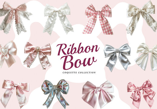 Elegant Ribbon Bows Element Set