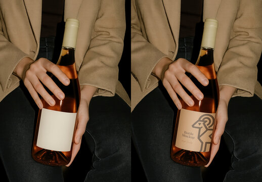 Elegant Wine Bottle Mockup Design PSD
