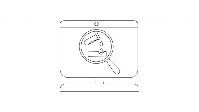 Online Science Research - Computer Screen with Chemistry Experiment.