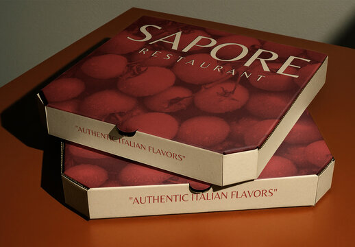 Italian Pizza Boxes Mockup Stacked Neatly PSD