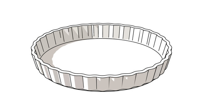 Simple Illustration of a Fluted Tart Pan on a White Background