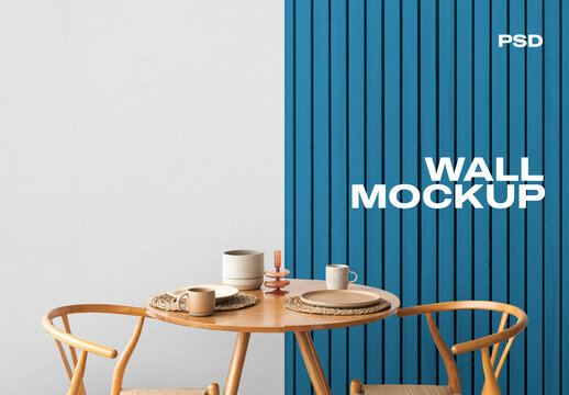 Minimalist Dining Area Wall Mockup PSD