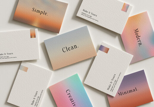 Minimalist Gradient Business Card Mockups PSD