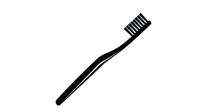Simple black and white illustration of a single toothbrush on a white background