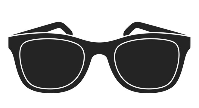 Black sunglasses icon shown frontally with thick frames and dark lenses
