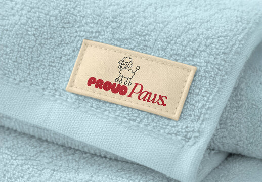 Soft Blue Towel Mockup With Logo PSD