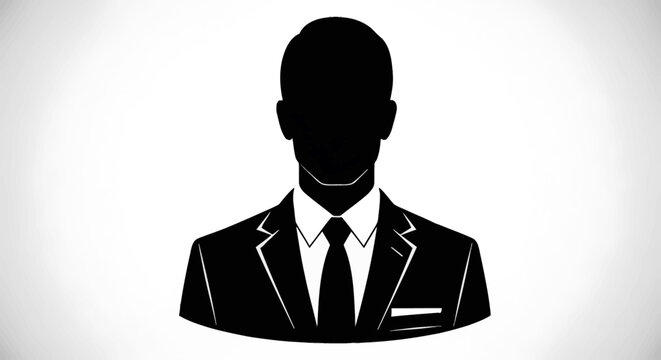 Silhouette of a businessman in a formal suit and tie, representing a generic professional figure