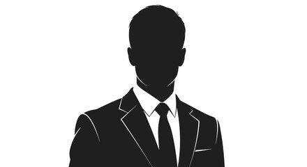 Sleek Black Silhouette of a Professional Man in a Suit, Ideal for Anonymous User Profiles, Business Avatars, or Generic Placeholder Icons