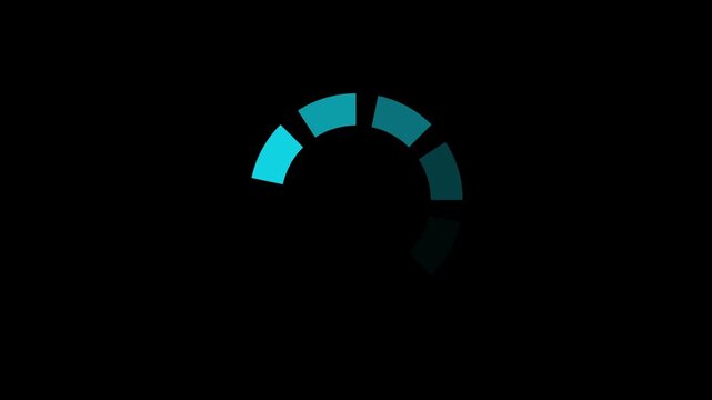 Circular Loading Progress Indicator Animation for App UI UX, Modern Tech Buffering Spinner, Digital Processing Status Interface Element, Futuristic Progress Loader on Black Background