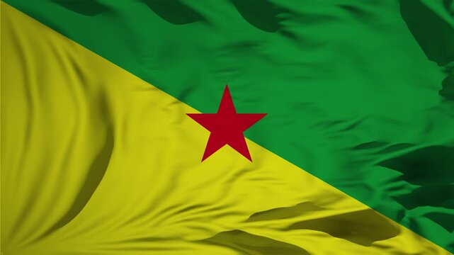 French Guiana Flag Waving In Slow Motion