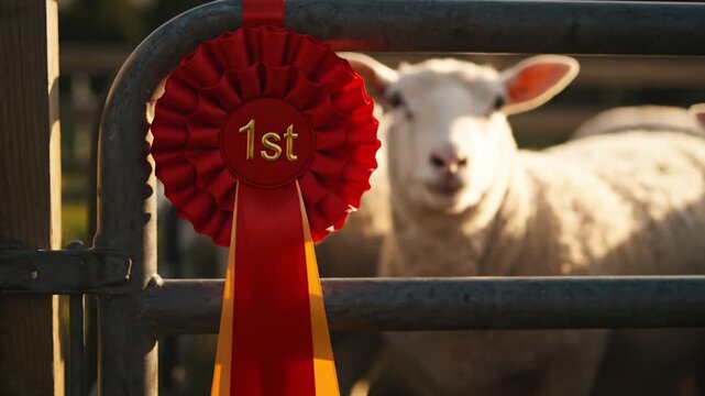 Prize winning sheep award ribbon.