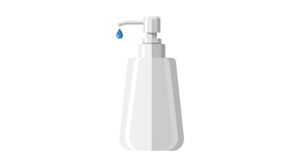 Fototapeta premium Isolated minimalist illustration of a white liquid soap dispenser with a single blue drop falling from the pump nozzle