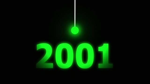 Green Idea Lighting Up 2001 &ndash; Futuristic New Year Concept Symbolizing Innovation, Hope, Strategy and Forward Thinking Success.