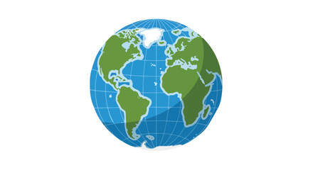 Obraz premium Artistic Representation of Planet Earth with Continents and Oceans Depicted in Vibrant Green and Blue Tones