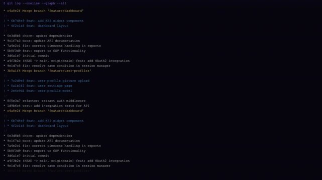 Cinematic Git Log Animation