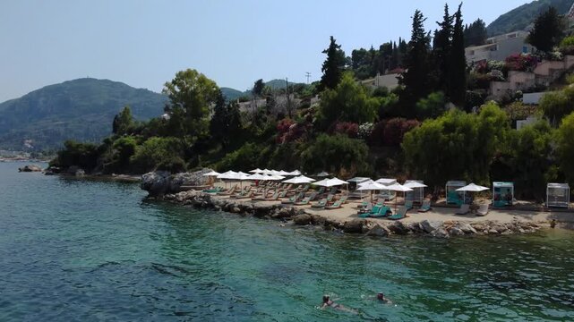 Aerial Orbit of Emerald Beach, Angsana Hotel, Corfu, Greece