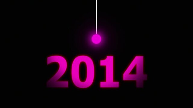 Pink Idea Lighting Up 2014 &ndash; Futuristic New Year Concept Symbolizing Innovation, Hope, Strategy and Forward Thinking Success.