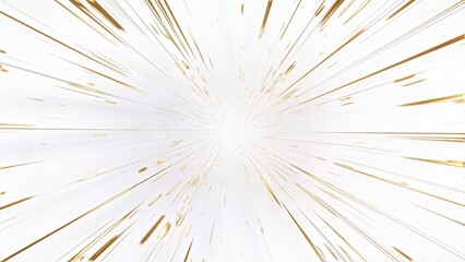 Obraz premium Abstract gold light burst on white background radial speed lines luxury celebration concept 3d render futuristic tunnel dynamic energy explosion premium particle effect motion
