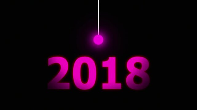 Pink Idea Lighting Up 2018 &ndash; Futuristic New Year Concept Symbolizing Innovation, Hope, Strategy and Forward Thinking Success.