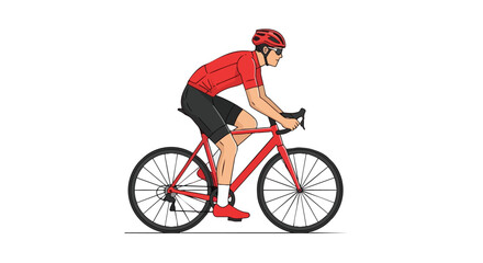 Fototapeta premium Athletic Cyclist in Red Gear Training on a Bicycle with White Background