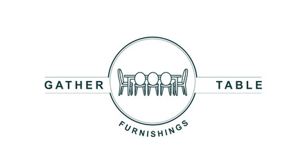 Fototapeta premium Logo with Dining Table and Chairs Illustration.