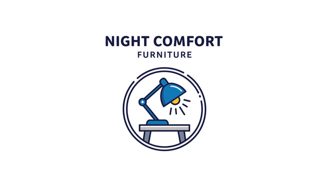 Desk Lamp Icon in Circle Logo Design.