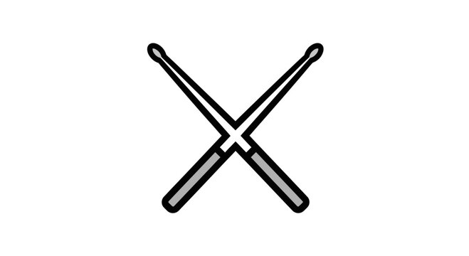 Crossed Drumsticks Icon Simple Design.