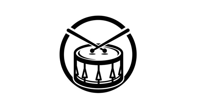 Black and White Drum Illustration Design.