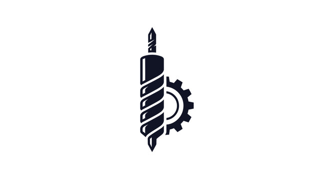 Drill Bit Icon with Gear Symbol.