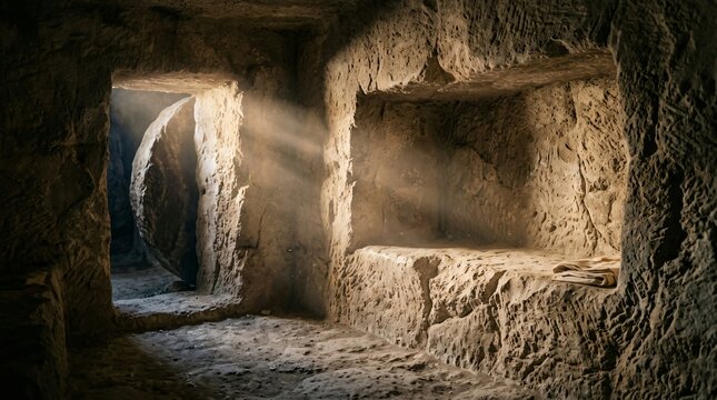 The Empty Tomb of Jesus Christ Resurrection Scene Biblical Easter Hope Faith Image